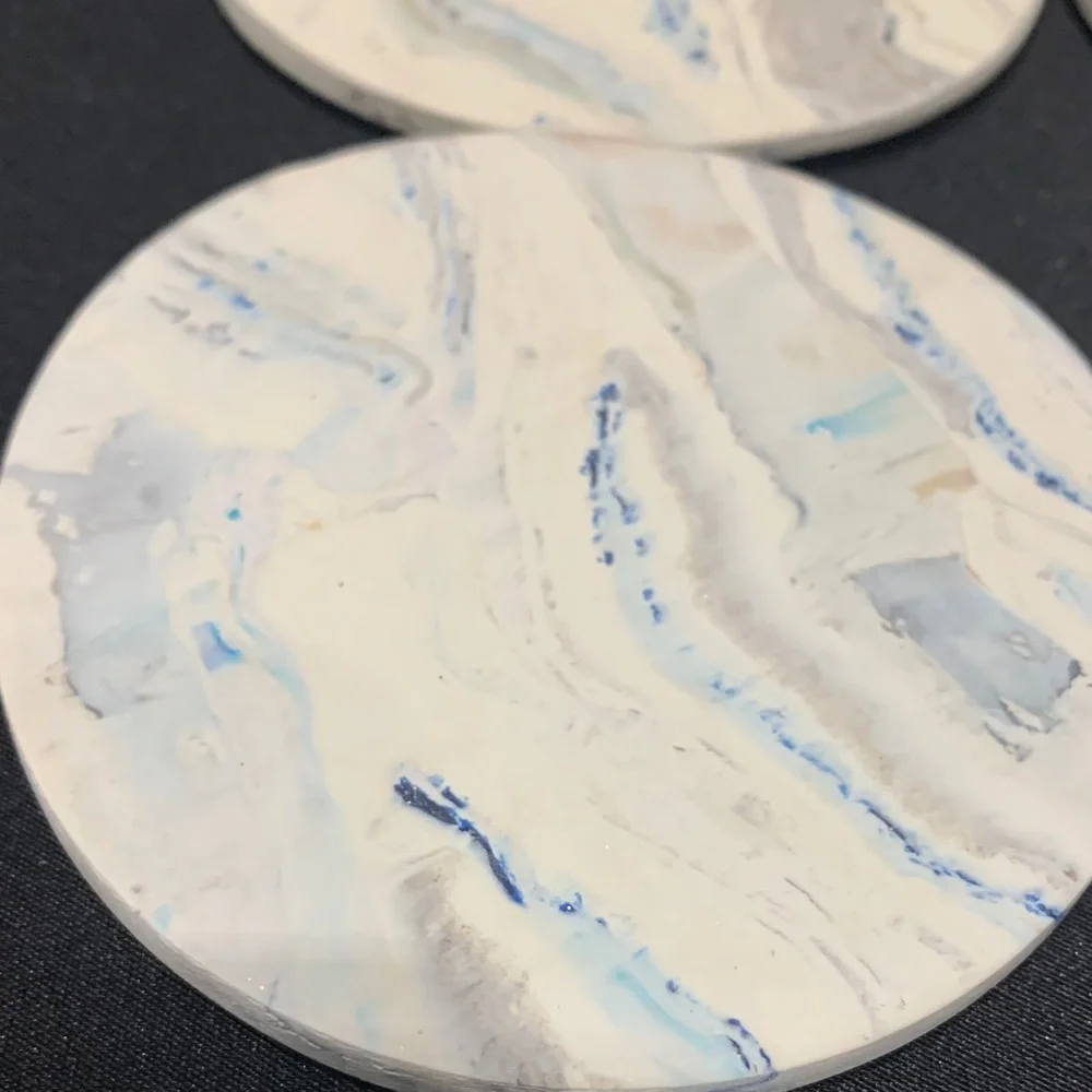 Clay Marble Design Patterned Coasters Set